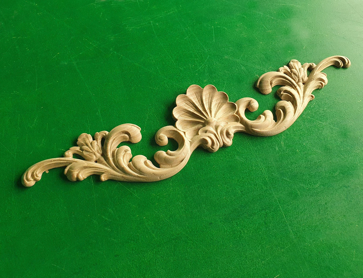 Wooden onlay, carved flower, horizontal decor, carved decoration of wood, wooden onlay, wall hanging
