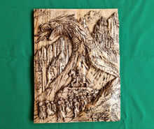 Load image into Gallery viewer, Dragon wood painting, wall decor carving, Dragon birthday gift, wall art decor panel
