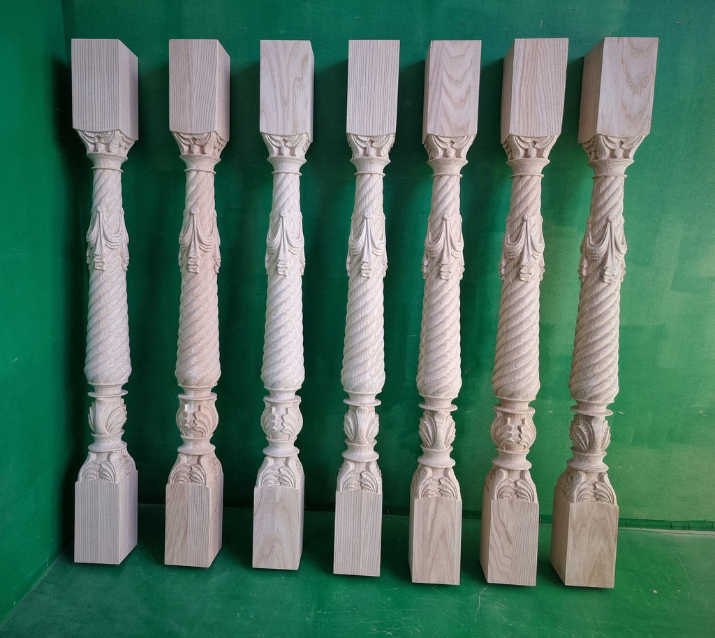 Wooden baluster for the stairs or balustrade, carved banister of wood, stair balusters, Custom size wood balusters for stairs