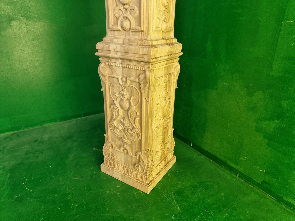 Carved Pillar of wood, carved post of wood, stair column, Custom size wood balusters for stairs