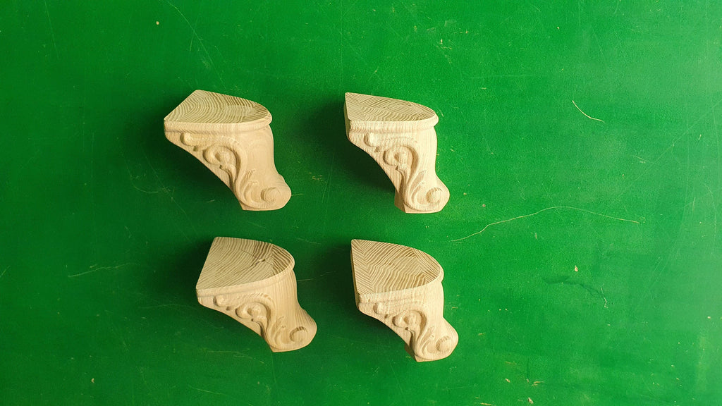 Carved Cabriole Legs, Set 4pc, for the cupboard, baroque Style, wooden legs, furniture leg
