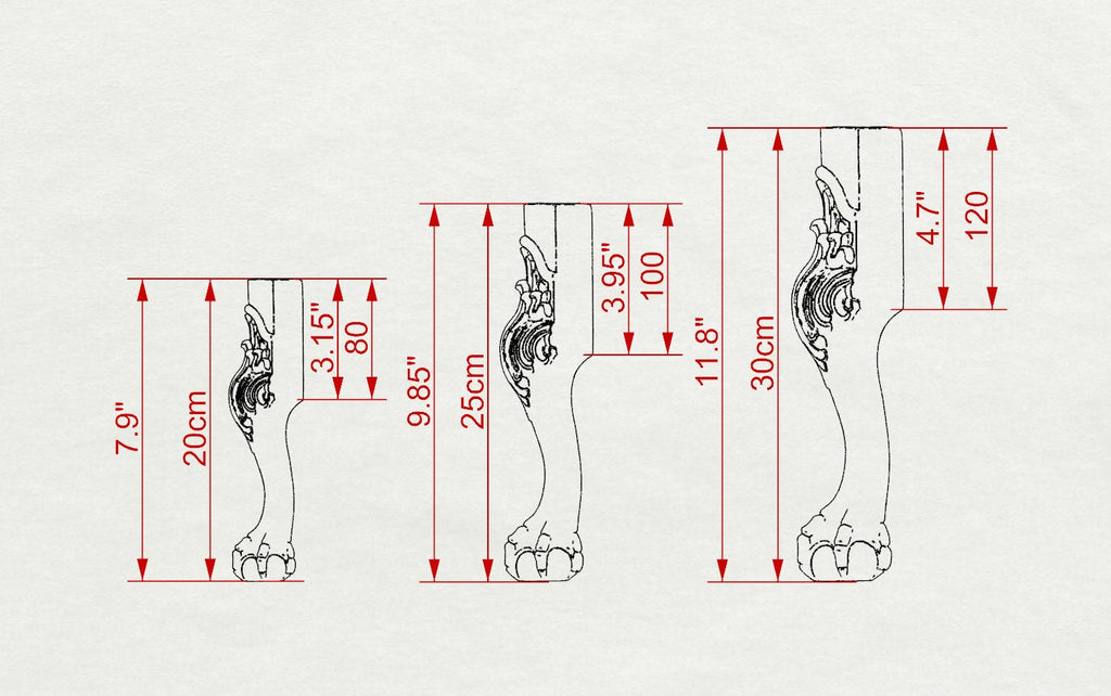 Legs with Eagle's Claws, Set 2pc, classic style legs, baroque legs, wooden legs, queen anne style