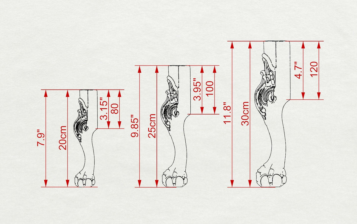 Legs with Eagle's Claws, Set 2pc, classic style legs, baroque legs, wooden legs, queen anne style