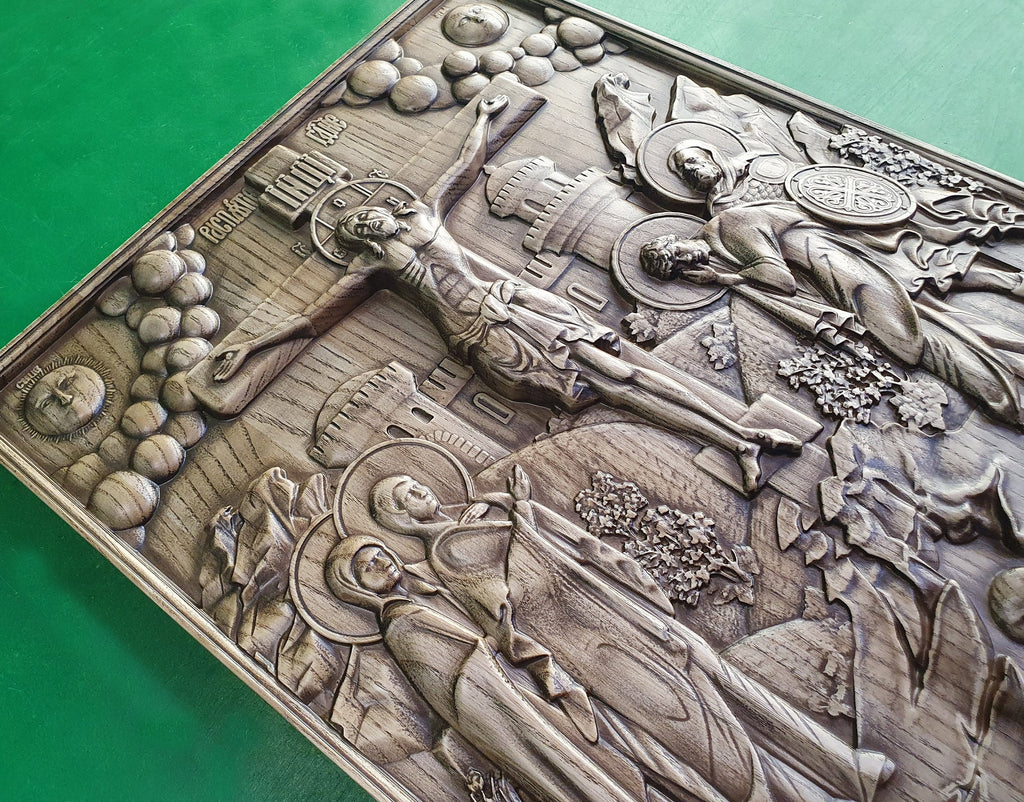 Easter gift Crucifixion of Christ, religious carved icon, wood carvings religious gifts wood wall art