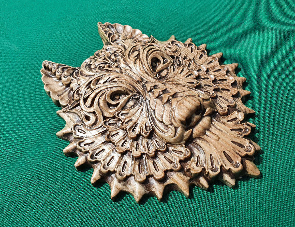Carved Wolf, Celtic wood carving, Viking carving, Celtic art, Wall art, Wall decor, Wall hanging
