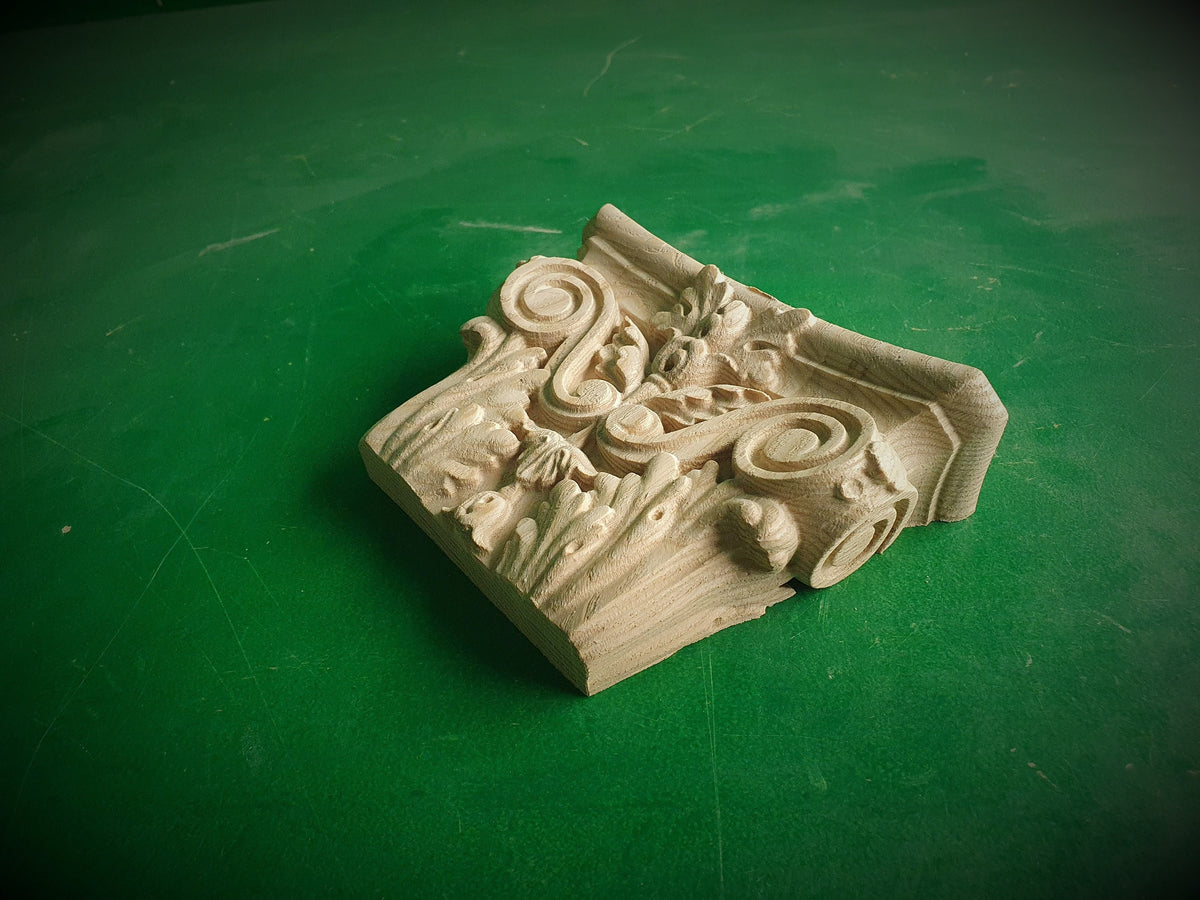 Carved Wooden Capital, 1 piece, unpainted