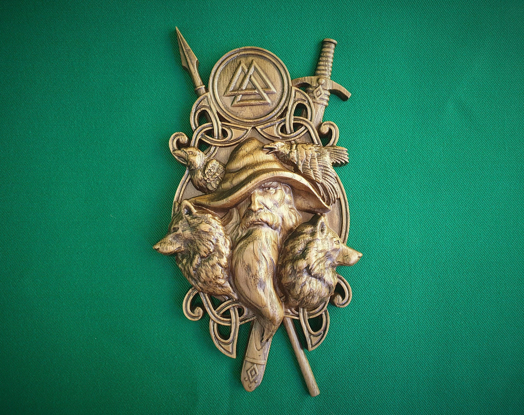 Odin Scandinavian God,  Odin the Allfather, Celtic wood carving, Viking carving