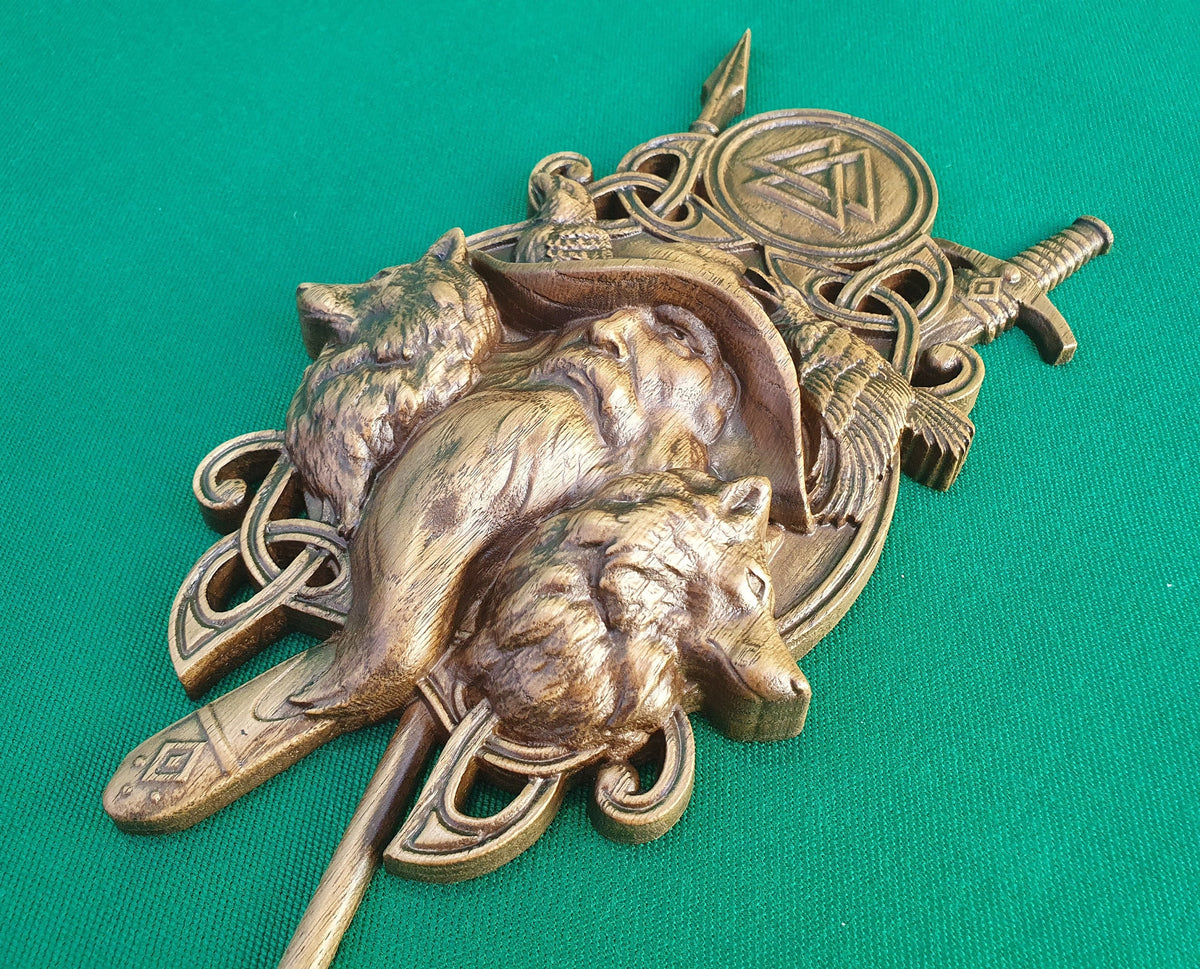 Odin Scandinavian God,  Odin the Allfather, Celtic wood carving, Viking carving