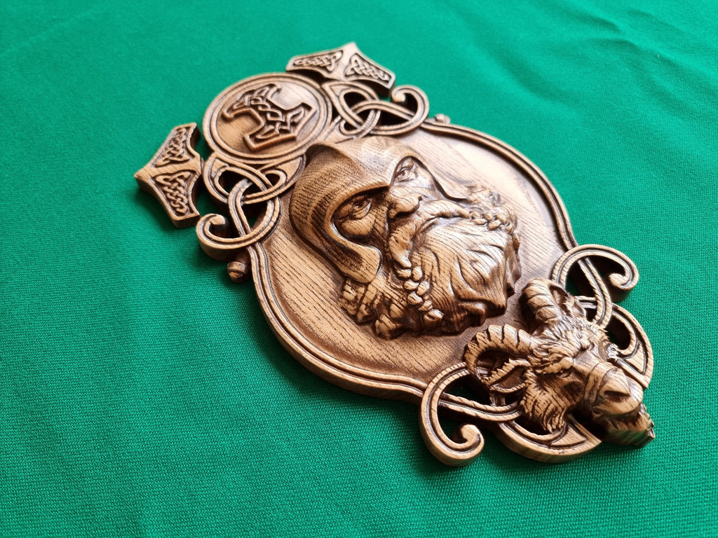 Thor statue, Pagan altar, Norse mythology, Celtic wood carving, Viking decor Wood sculpture