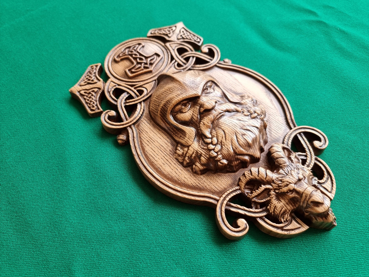 Thor statue, Pagan altar, Norse mythology, Celtic wood carving, Viking decor Wood sculpture