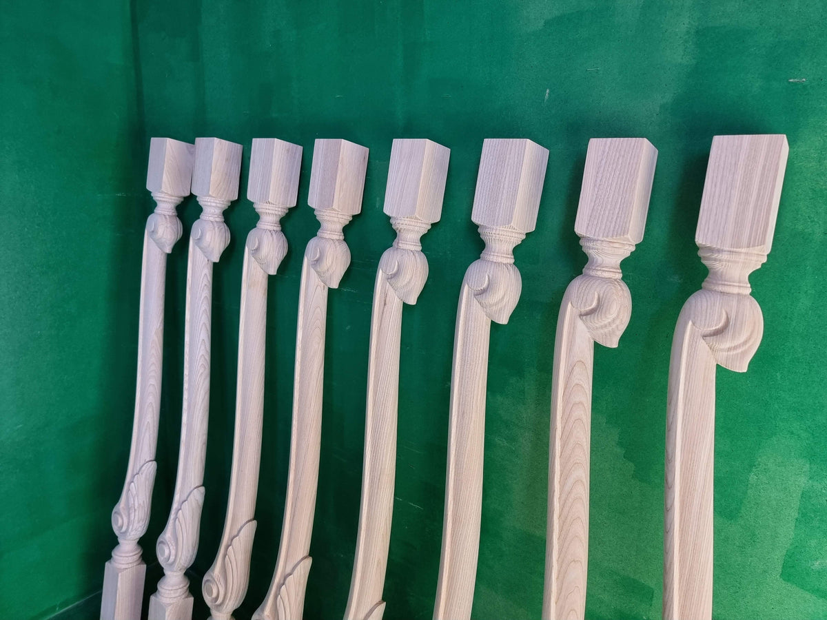 Carved newel post of wood, carved bannister of wood, stair columns Custom size wood balusters for stairs
