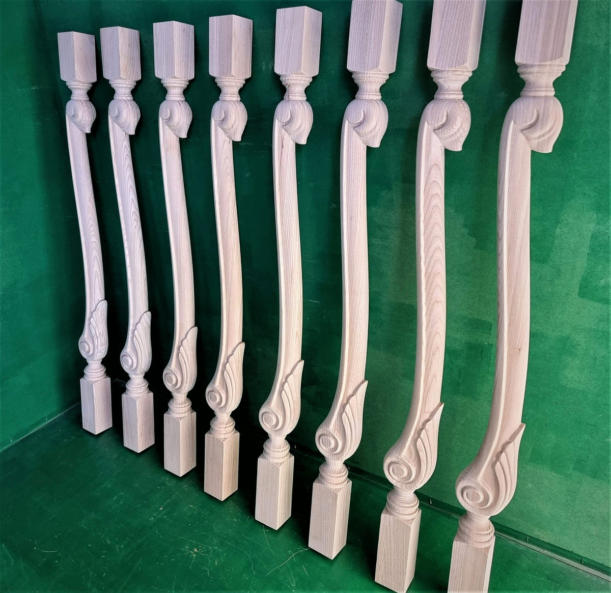 Carved newel post of wood, carved bannister of wood, stair columns Custom size wood balusters for stairs