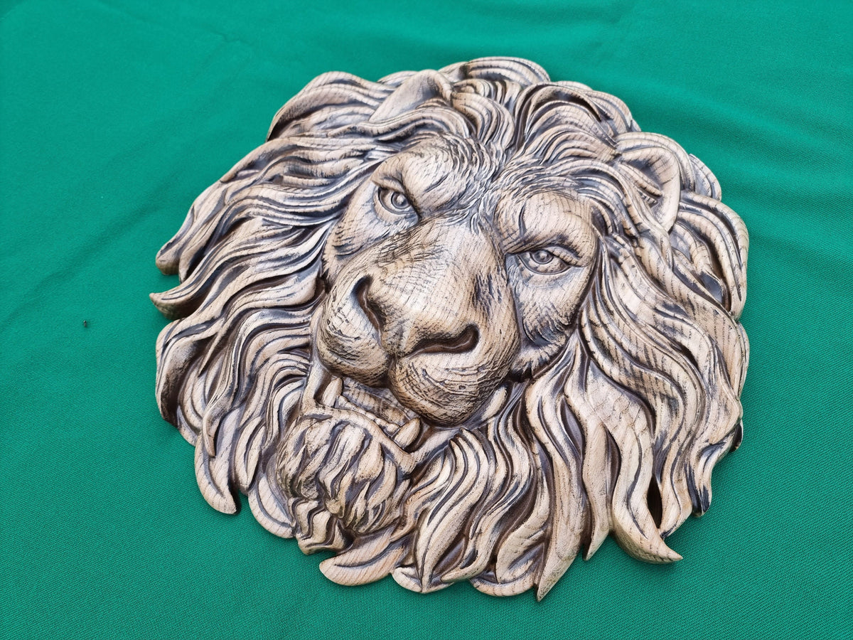 Beautiful Lion Head of wood, Painted, 1pc, Applique furniture decor DIY Furniture Trim Supplies wall ornaments pediments