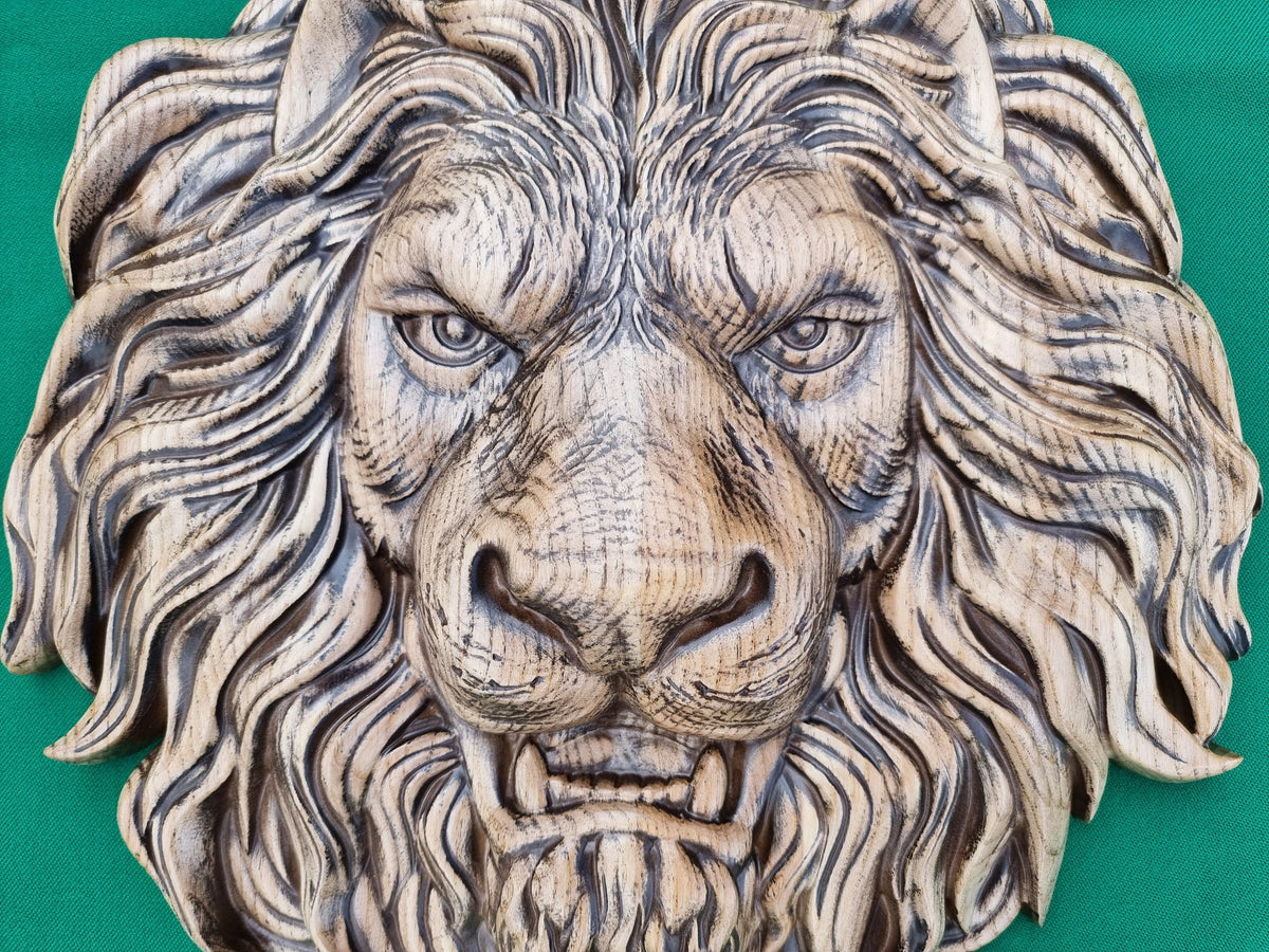 Beautiful Lion Head of wood, Painted, 1pc, Applique furniture decor DIY Furniture Trim Supplies wall ornaments pediments