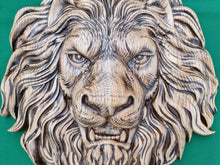 Load image into Gallery viewer, Beautiful Lion Head of wood, Painted, 1pc, Applique furniture decor DIY Furniture Trim Supplies wall ornaments pediments
