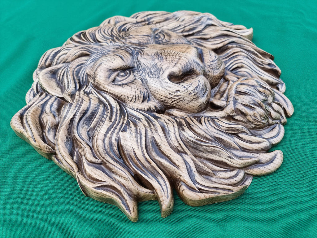 Beautiful Lion Head of wood, Painted, 1pc, Applique furniture decor DIY Furniture Trim Supplies wall ornaments pediments
