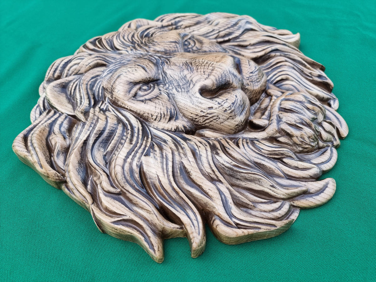 Beautiful Lion Head of wood, Painted, 1pc, Applique furniture decor DIY Furniture Trim Supplies wall ornaments pediments