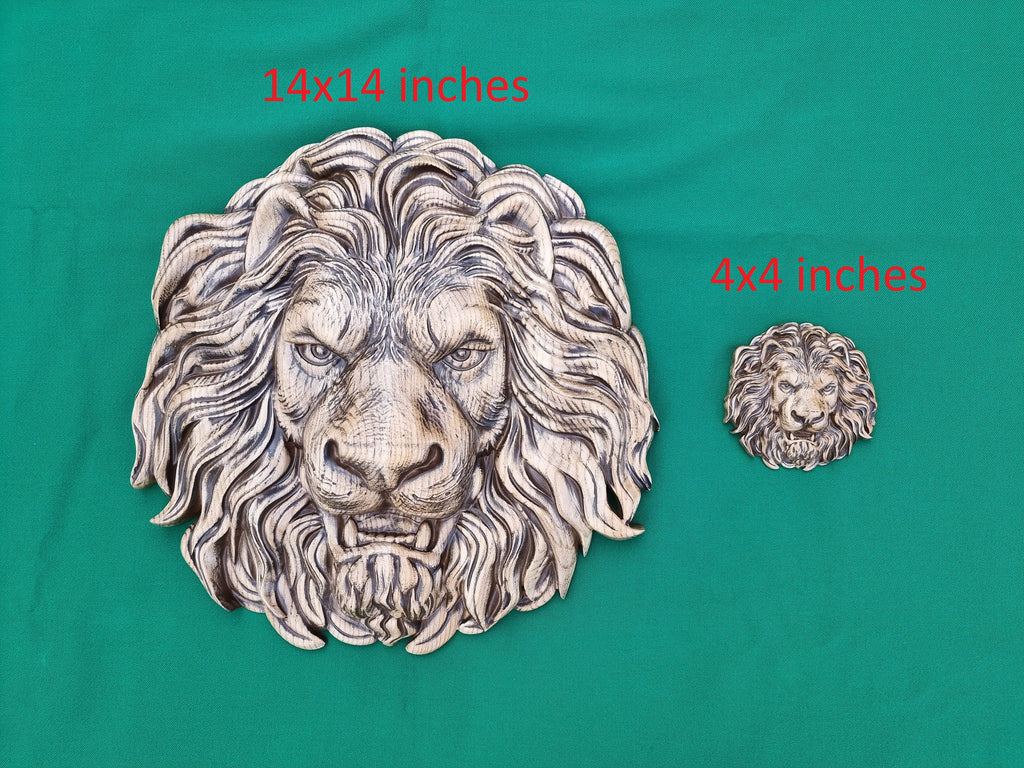 Beautiful Lion Head of wood, Painted, 1pc, Applique furniture decor DIY Furniture Trim Supplies wall ornaments pediments