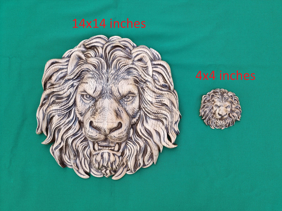 Beautiful Lion Head of wood, Painted, 1pc, Applique furniture decor DIY Furniture Trim Supplies wall ornaments pediments