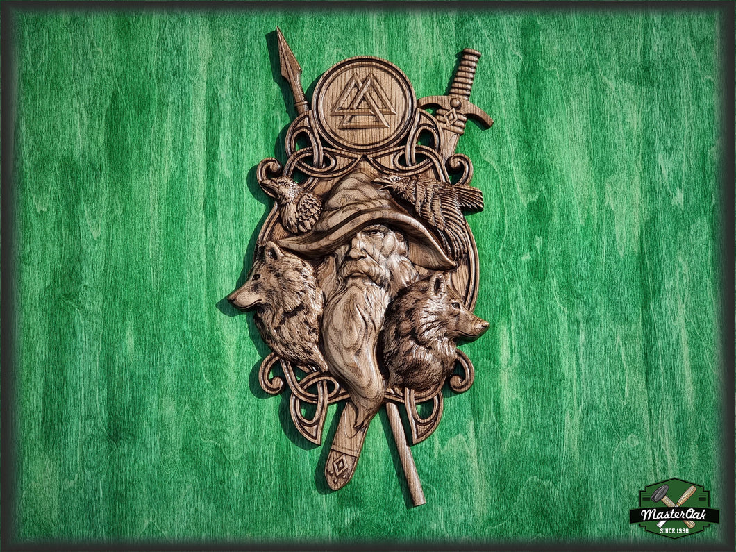 Odin Scandinavian God,  Odin the Allfather, Celtic wood carving, Viking carving