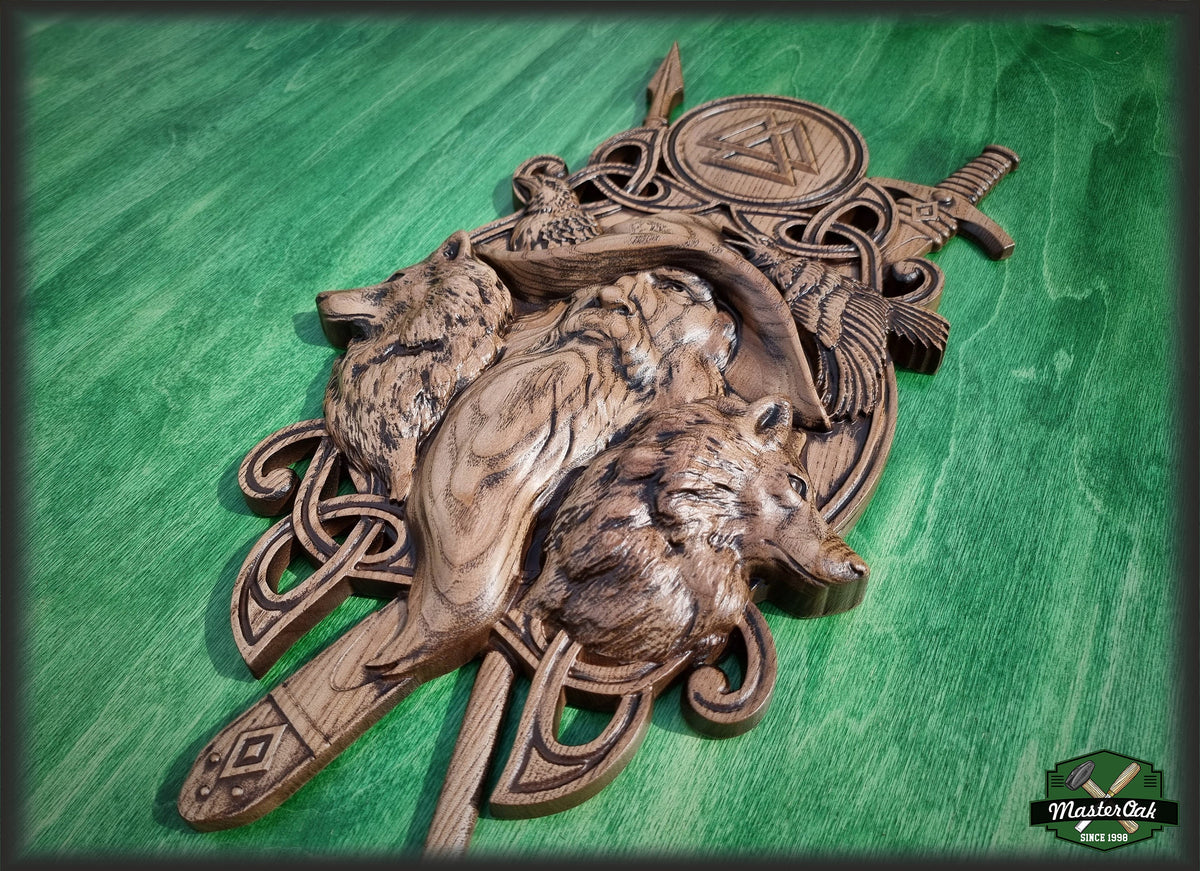 Odin Scandinavian God,  Odin the Allfather, Celtic wood carving, Viking carving