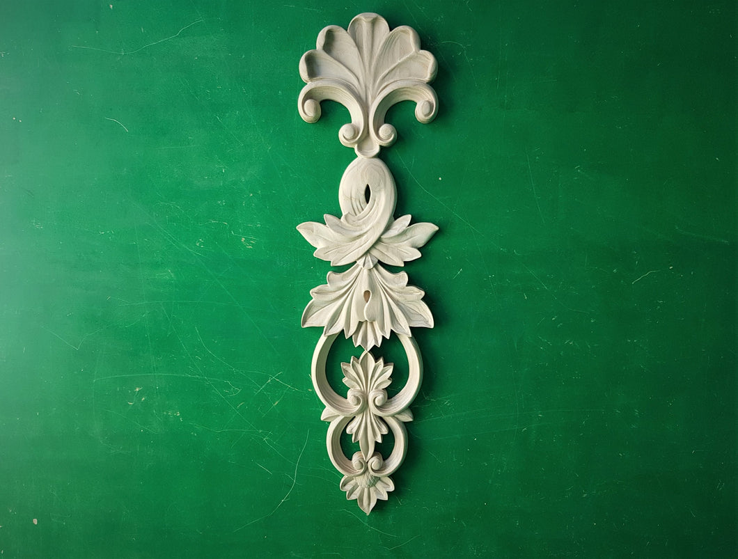 Flower Carved Applique Onlay, 1pc, Home Wall Embellishments, Furniture Carving, Wood Onlay