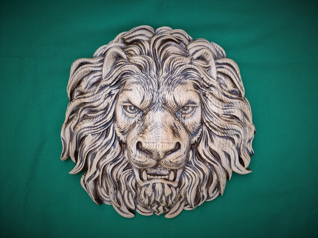 Beautiful Lion Head of wood, Painted, 1pc, Applique furniture decor DIY Furniture Trim Supplies wall ornaments pediments
