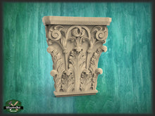 Load image into Gallery viewer, Neoclassical solid wood capitel, 1pc, Carved capital decor wood, Unpainted, Home Wall Embellishments, wood onlays, wood wall art decor
