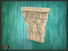 Load image into Gallery viewer, Neoclassical solid wood capitel, 1pc, Carved capital decor wood, Unpainted, Home Wall Embellishments, wood onlays, wood wall art decor
