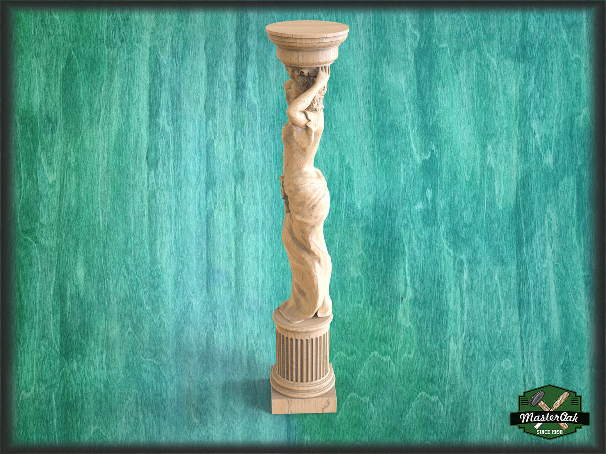 Caryatid baluster of wood, woman baluster, stair balusters, Custom size wood balusters for stairs