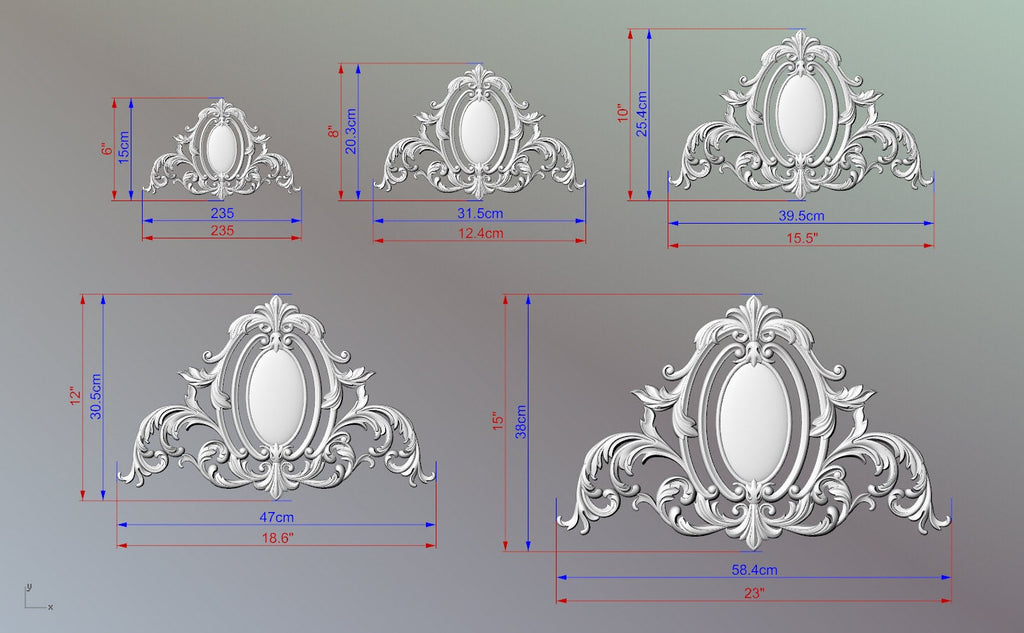 Victorian Carved Wood Appliques, Unpainted, Millwork Furniture Onlays For Kitchen Cabinets, 1pc, Home Wall Embellishments, Furniture Carving