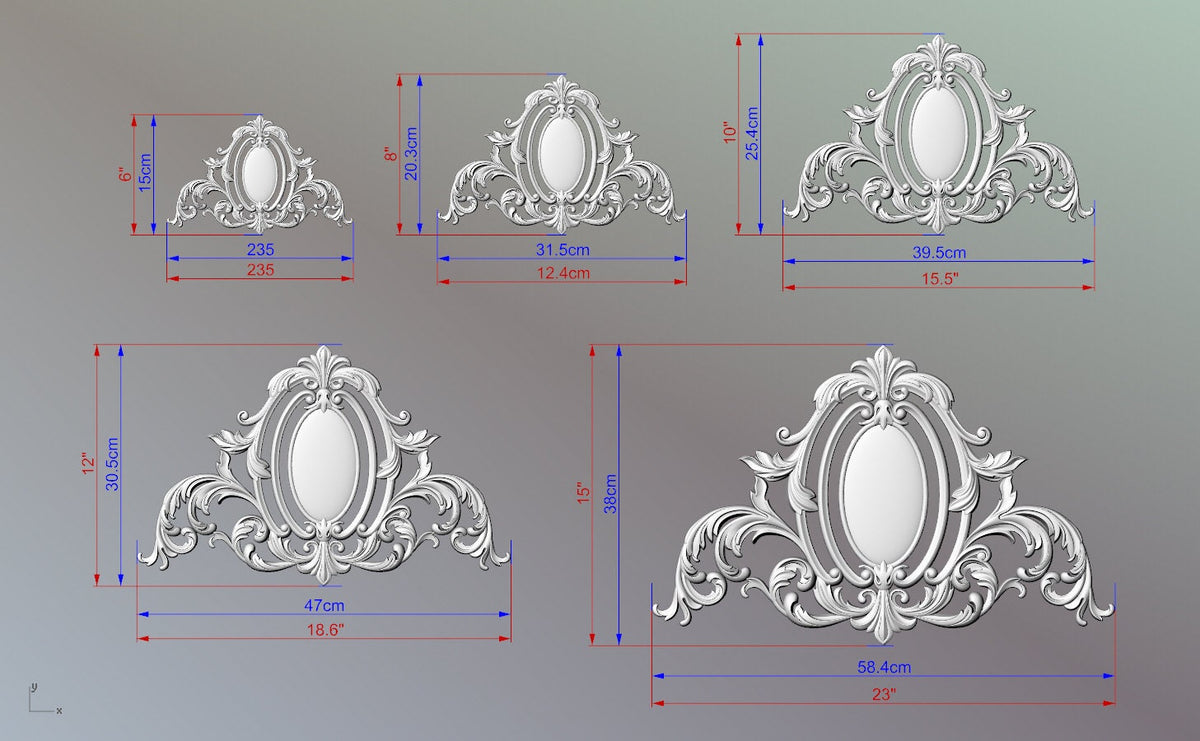 Victorian Carved Wood Appliques, Unpainted, Millwork Furniture Onlays For Kitchen Cabinets, 1pc, Home Wall Embellishments, Furniture Carving