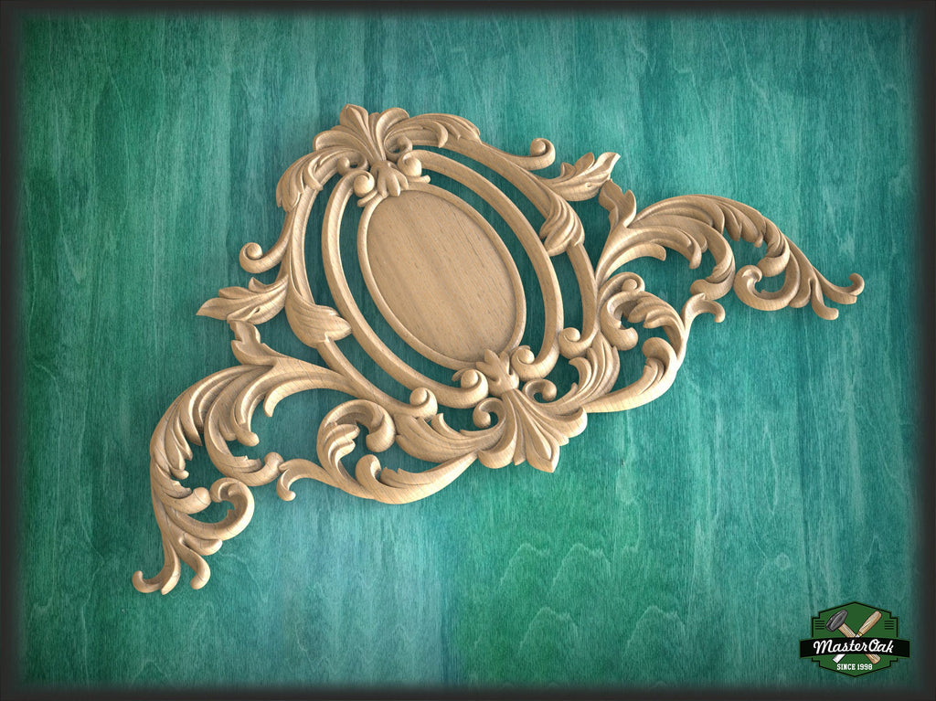 Victorian Carved Wood Appliques, Unpainted, Millwork Furniture Onlays For Kitchen Cabinets, 1pc, Home Wall Embellishments, Furniture Carving
