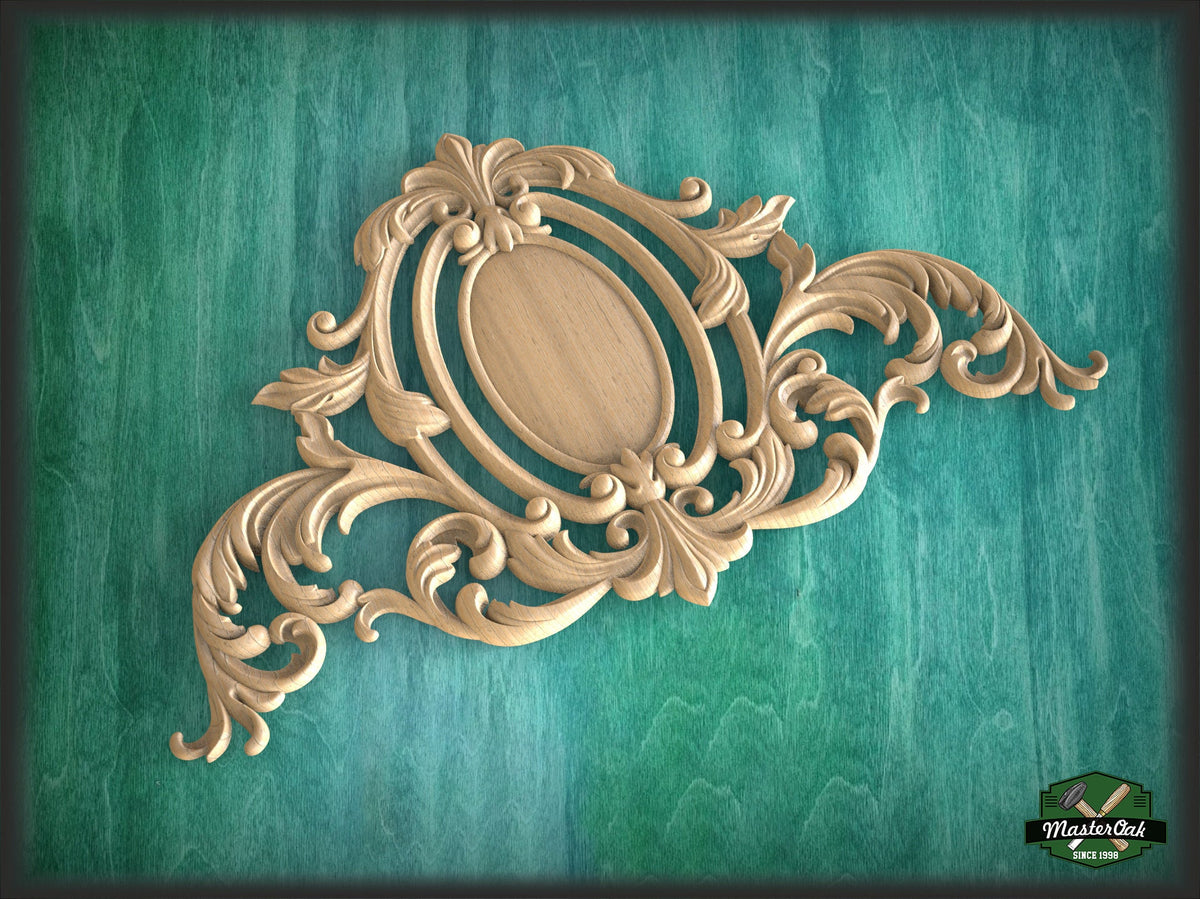 Victorian Carved Wood Appliques, Unpainted, Millwork Furniture Onlays For Kitchen Cabinets, 1pc, Home Wall Embellishments, Furniture Carving