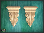 Acanthus leaf drop applique, 2pcs, Antique wooden onlay, Furniture wooden applique Unpainted, Set 2pc, Home Wall Embellishments