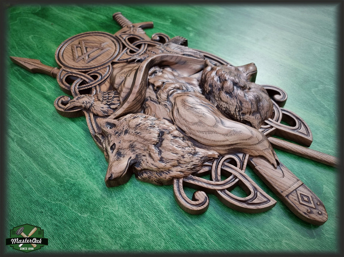 Odin Scandinavian God,  Odin the Allfather, Celtic wood carving, Viking carving