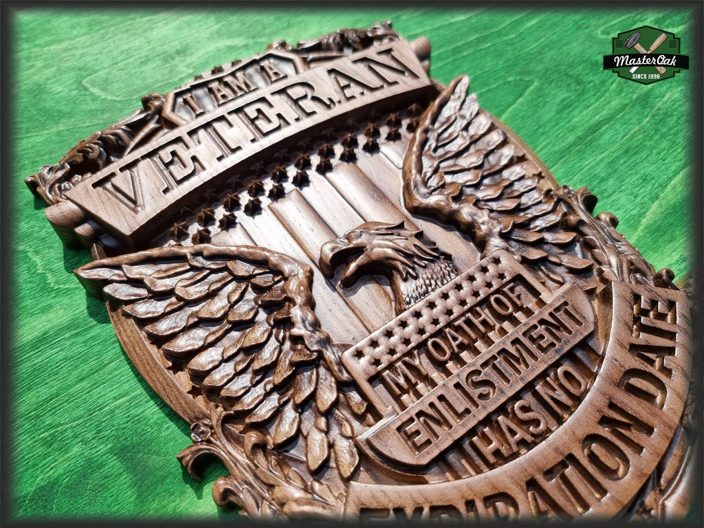 I am a veteran, carved panel of wood, Veterans day gift, American military