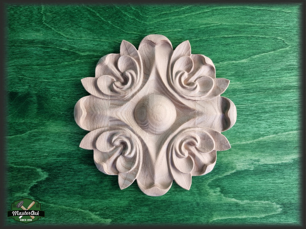 Carved Flower Unpainted, 1 piece, Home Wall Embellishments, wood onlays, wood wall art decor