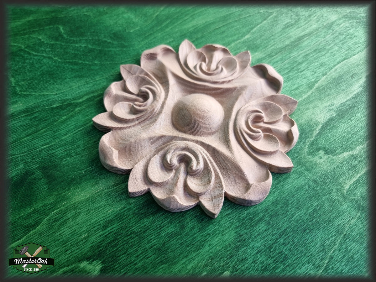 Carved Flower Unpainted, 1 piece, Home Wall Embellishments, wood onlays, wood wall art decor