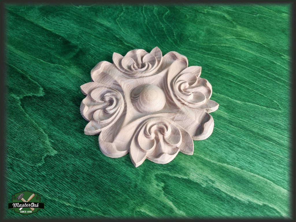 Carved Flower Unpainted, 1 piece, Home Wall Embellishments, wood onlays, wood wall art decor