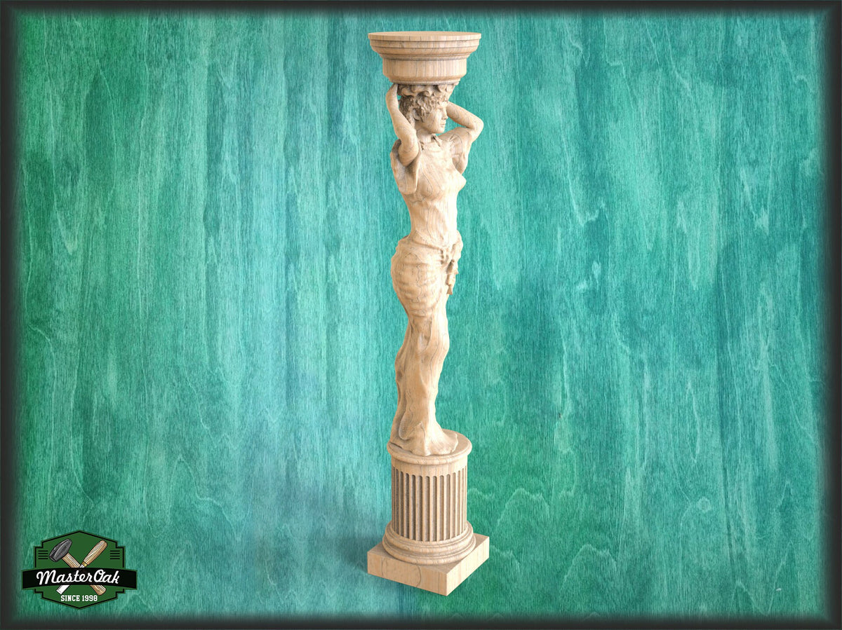 Caryatid baluster of wood, woman baluster, stair balusters, Custom size wood balusters for stairs
