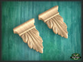 Acanthus leaf drop applique, 2pcs, Antique wooden onlay, Furniture wooden applique Unpainted, Set 2pc, Home Wall Embellishments