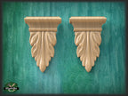 Acanthus leaf drop applique, 2pcs, Antique wooden onlay, Furniture wooden applique Unpainted, Set 2pc, Home Wall Embellishments