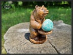 Bear totem made of Oak, standing bear home altar, tall bear with mineral stand