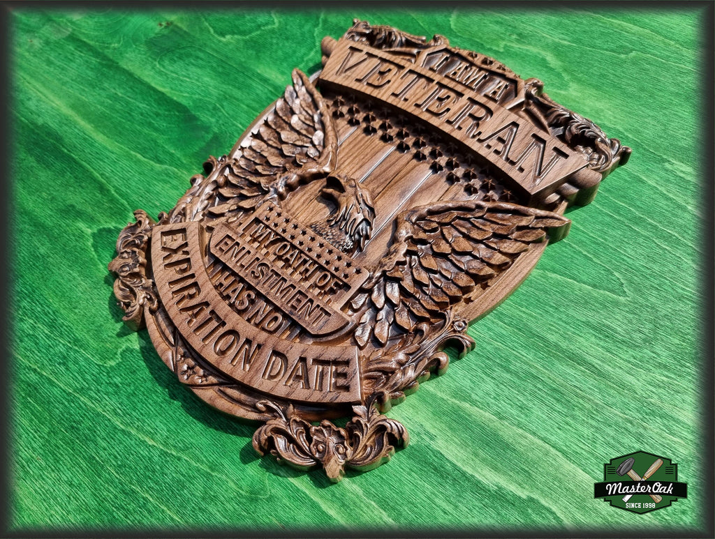 I am a veteran, carved panel of wood, Veterans day gift, American military