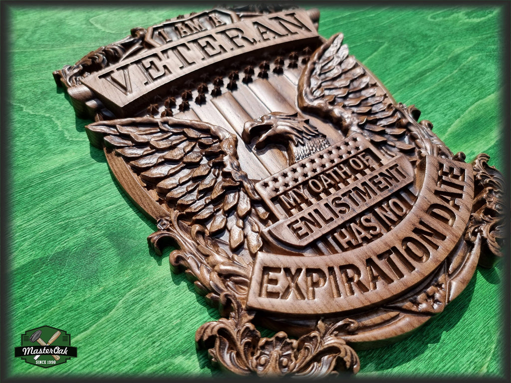 I am a veteran, carved panel of wood, Veterans day gift, American military