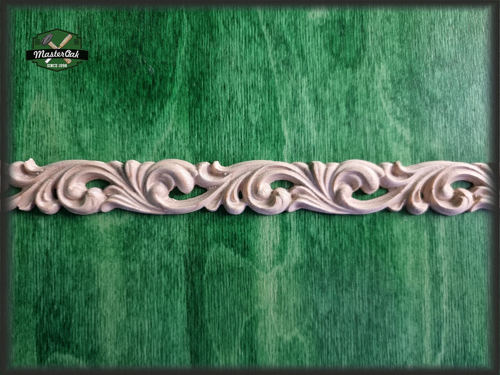 Ornamental Baroque Style Frieze Moulding, 40" Carved wooden Baguette, Carved timber unfinished wood trim moulding corner piece