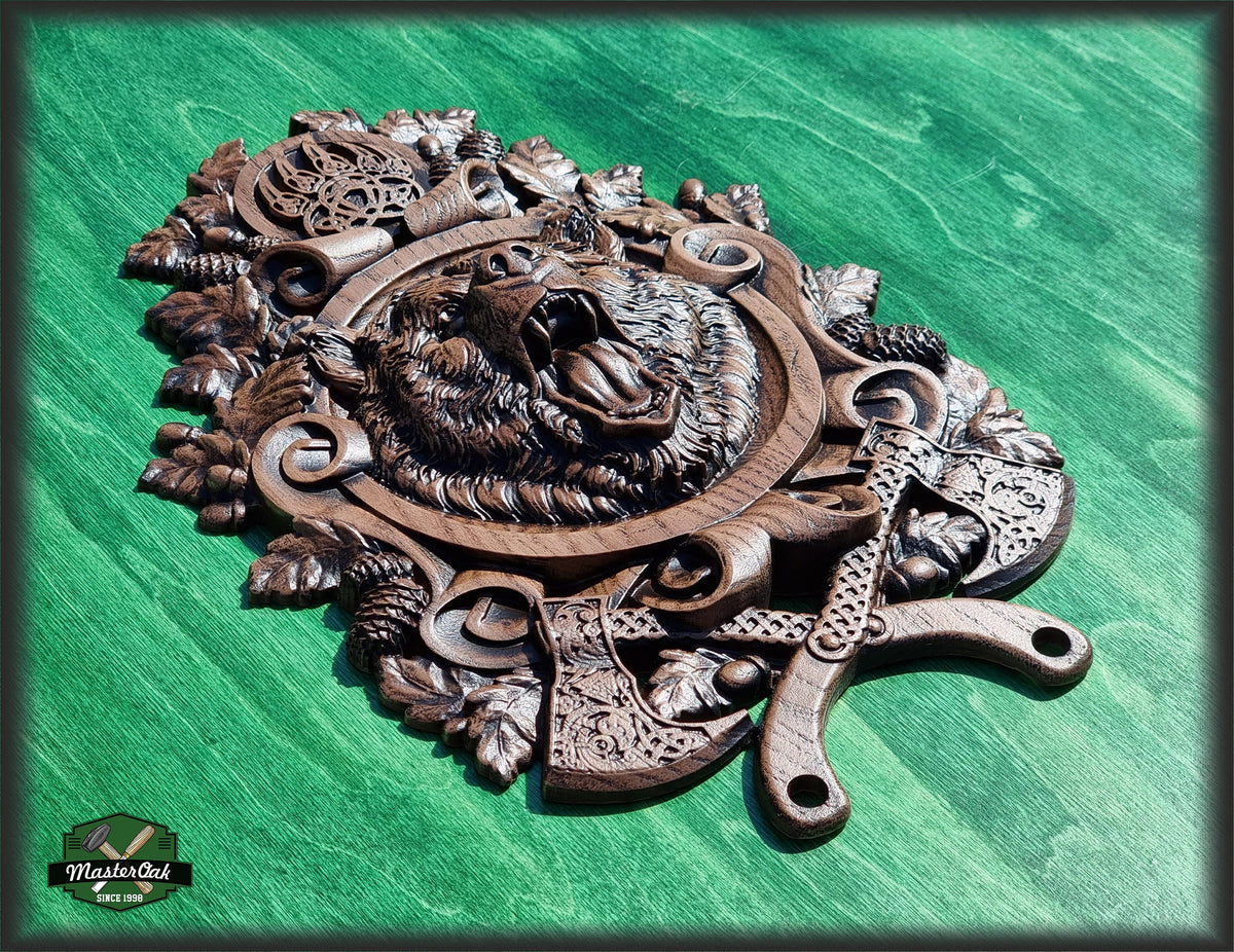 Angry Celtic Bear,  Celtic wood carving, Viking carving, Celtic Lord Of Woods, Wall art, Wall decor, Wall hanging