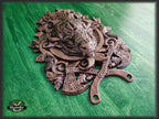 Carved Bison of wood,  Celtic wood carving, Viking carving, Wall art, Wall decor, Wall hanging