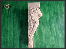 Load image into Gallery viewer, Carved Corbel Lion , Unpainted, Decorative Carved Wooden Corbel, 1pc, Home Wall Embellishments, wood onlays, wood wall art decor
